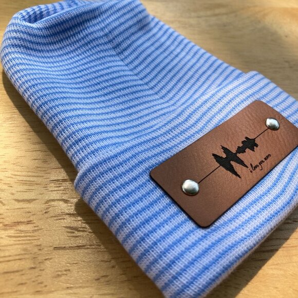 I Love You More Soundwave Newborn Baby Beanie - Blue - Premade - Picture 3 of 8